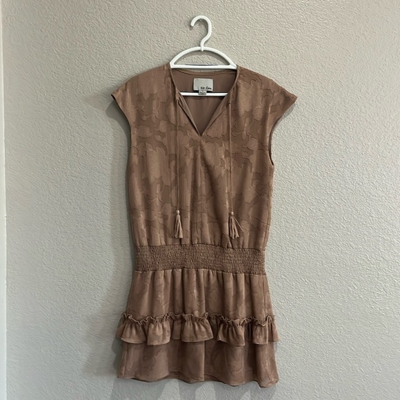 Chloe Oliver Muse Nude Drop Waist Mini Dress Size Small Sleeveless V Neck - Picture 1 of 9